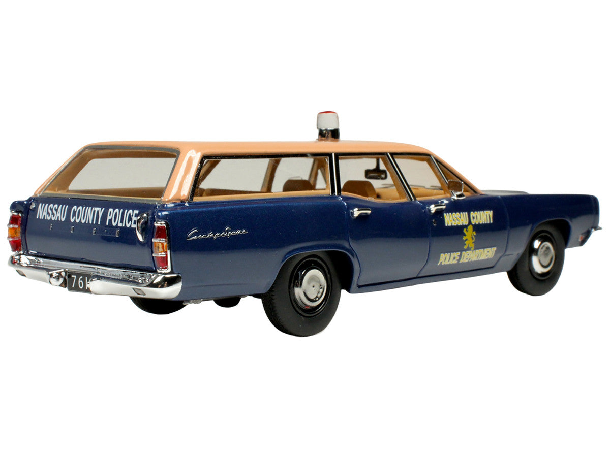1970 Ford Country Squire Wagon Police Car "Nassau County Police Department" Blue and Tan Limited Edition to 200 pieces Worldwide 1/43 Model Car by Goldvarg Collection LuxuryLifeWay Online Store