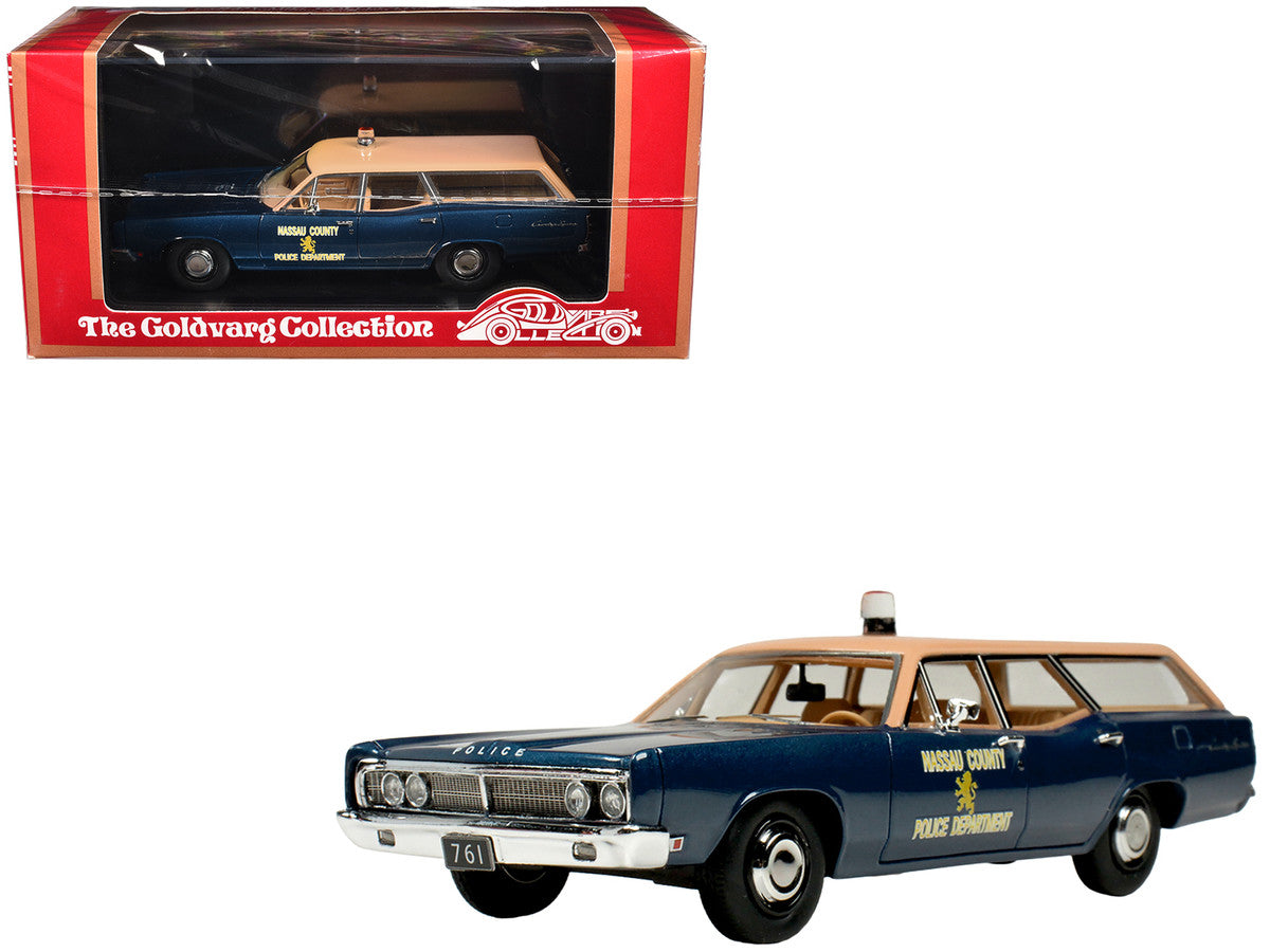 1970 Ford Country Squire Wagon Police Car "Nassau County Police Department" Blue and Tan Limited Edition to 200 pieces Worldwide 1/43 Model Car by Goldvarg Collection LuxuryLifeWay Online Store