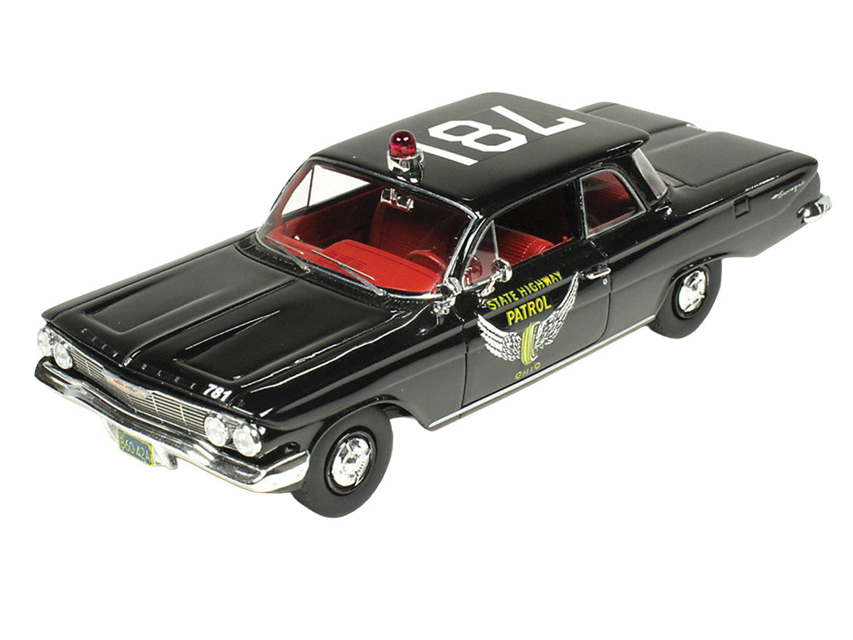 1961 Chevrolet Biscayne "Ohio State Highway Patrol" Black with Red Interior Limited Edition to 150 pieces Worldwide 1/43 Model Car by Goldvarg Collection LuxuryLifeWay Online Store
