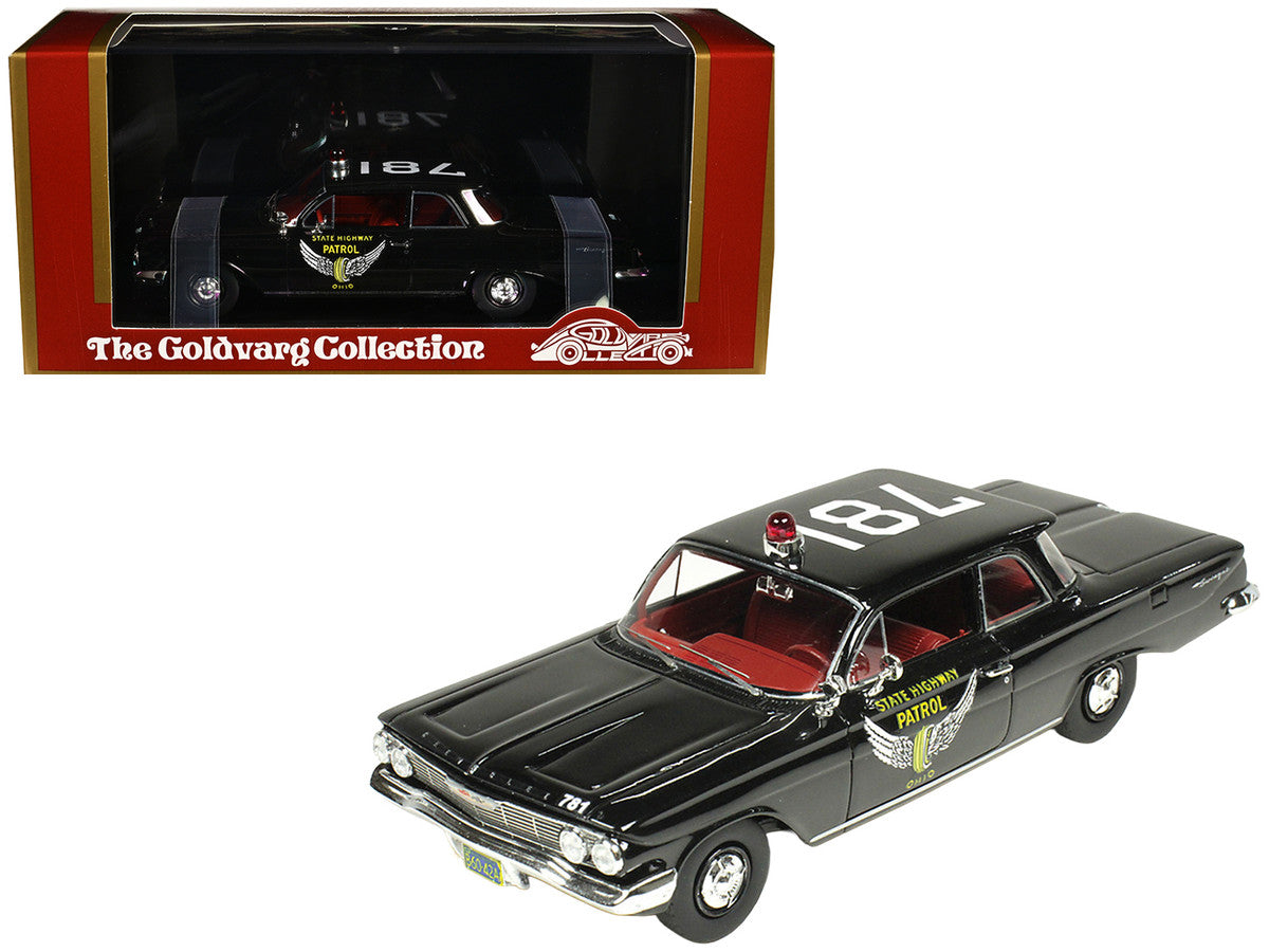 1961 Chevrolet Biscayne "Ohio State Highway Patrol" Black with Red Interior Limited Edition to 150 pieces Worldwide 1/43 Model Car by Goldvarg Collection LuxuryLifeWay Online Store
