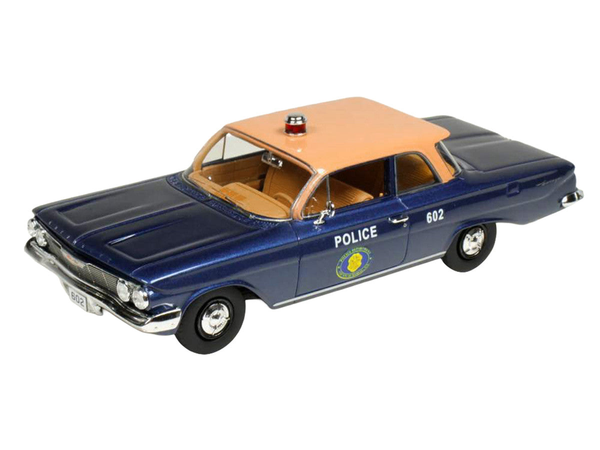 1961 Chevrolet Biscayne "Nassau County Police Department" Blue Metallic with Beige Top Limited Edition to 150 pieces Worldwide 1/43 Model Car by Goldvarg Collection LuxuryLifeWay Online Store