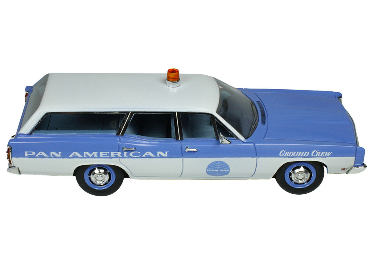 1970 Ford Galaxie Station Wagon Blue and White with Blue Interior "Pan-American Airlines Ground Crew" Limited Edition to 180 pieces Worldwide 1/43 Model Car by Goldvarg Collection LuxuryLifeWay Online Store