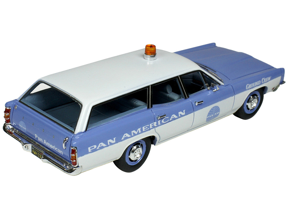 1970 Ford Galaxie Station Wagon Blue and White with Blue Interior "Pan-American Airlines Ground Crew" Limited Edition to 180 pieces Worldwide 1/43 Model Car by Goldvarg Collection LuxuryLifeWay Online Store