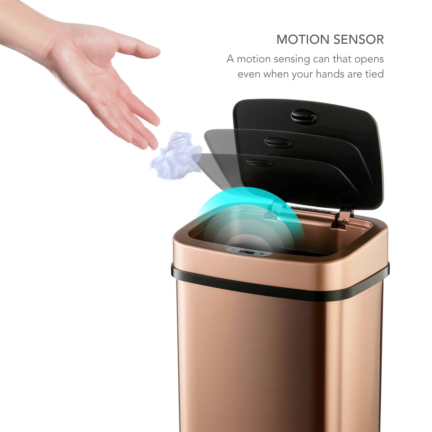 3-Gallon Motion Sensor Touchless Stainless Steel Trash Can in Copper Gold Finish LuxuryLifeWay Online Store