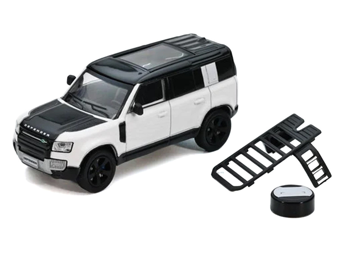 Land Rover Defender 110 White Metallic with Black Top and Roof Rack 1/64 Diecast Model Car by GCD x Enchery LuxuryLifeWay Online Store
