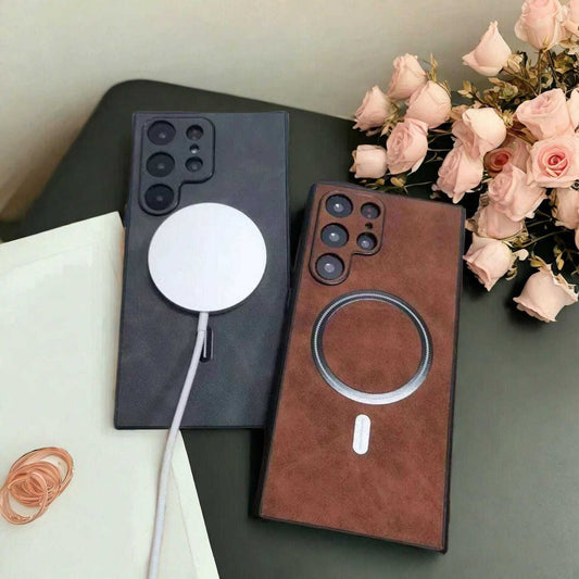 Luxury Matte Leather Case for Samsung Galaxy S25 S24 S23 S22 S21 Ultra Plus, Wireless Charging Compatible, Full Protective Cover LuxuryLifeWay Online Store