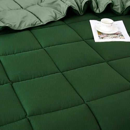 Full/Queen Traditional Microfiber Reversible 3 Piece Comforter Set in Green LuxuryLifeWay Online Store