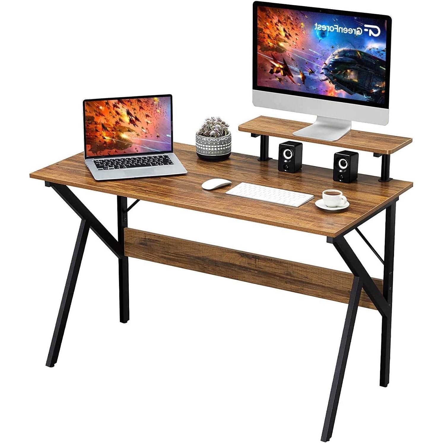Modern 47-inch Home Office Laptop Computer Desk with Moveable Top Shelf LuxuryLifeWay Online Store