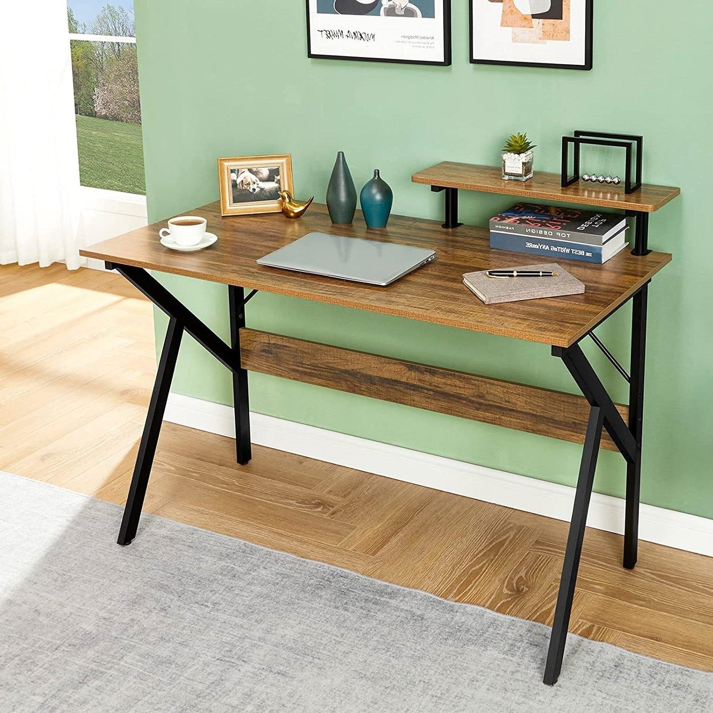 Modern 47-inch Home Office Laptop Computer Desk with Moveable Top Shelf LuxuryLifeWay Online Store