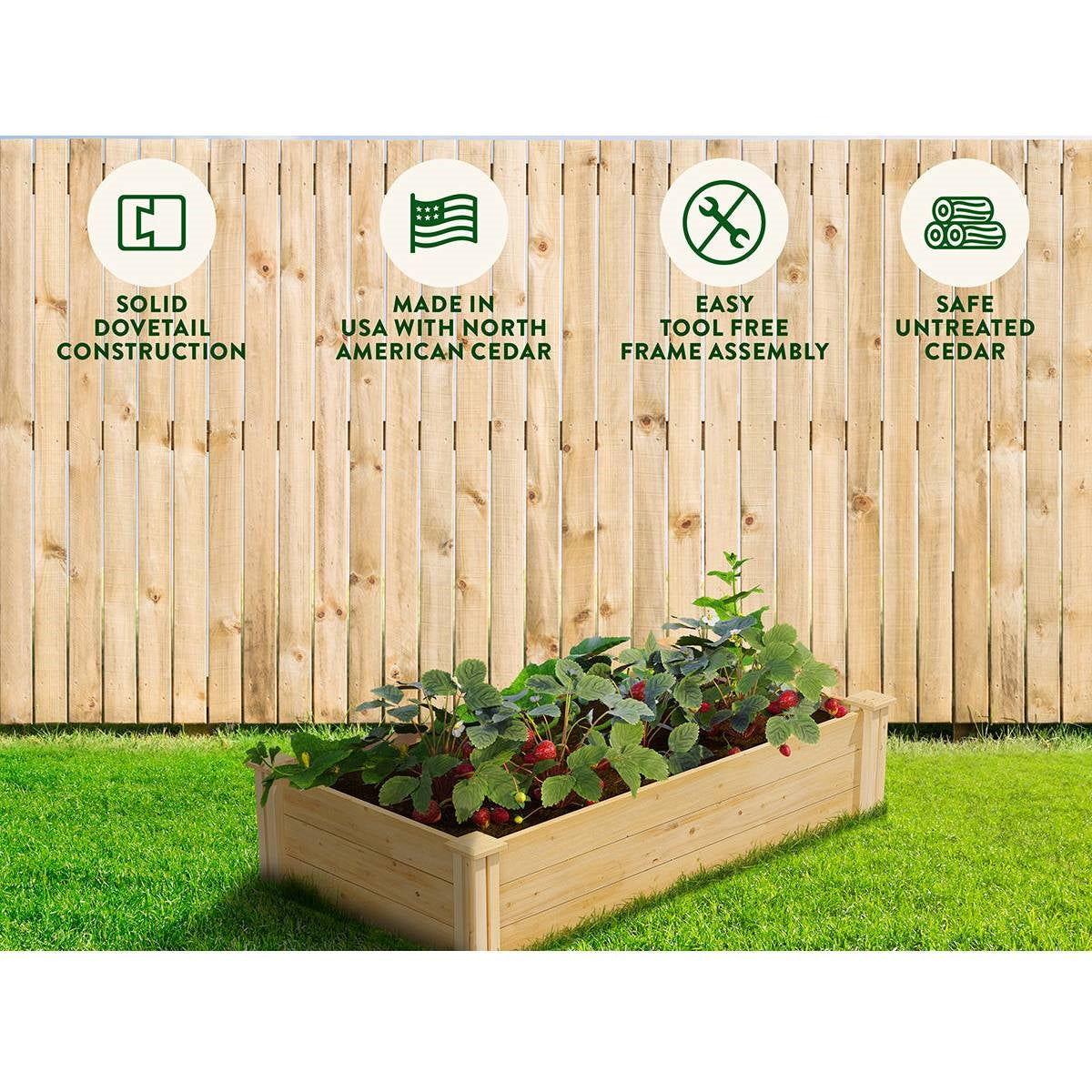 2ft x 4ft Low Profile Cedar Wood Raised Garden Bed Planter Box - Made In USA LuxuryLifeWay Online Store