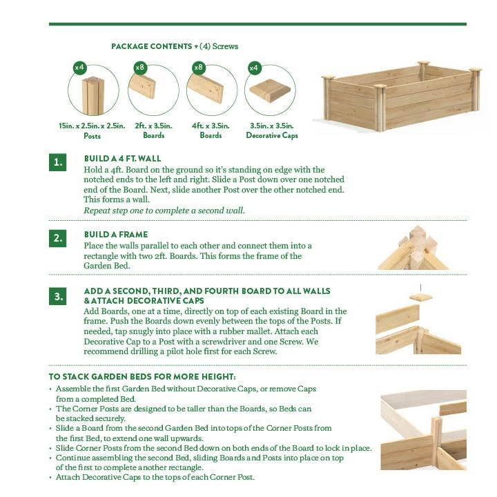 2ft x 4ft Cedar Wood Raised Garden Bed Planter Box - Made In USA LuxuryLifeWay Online Store