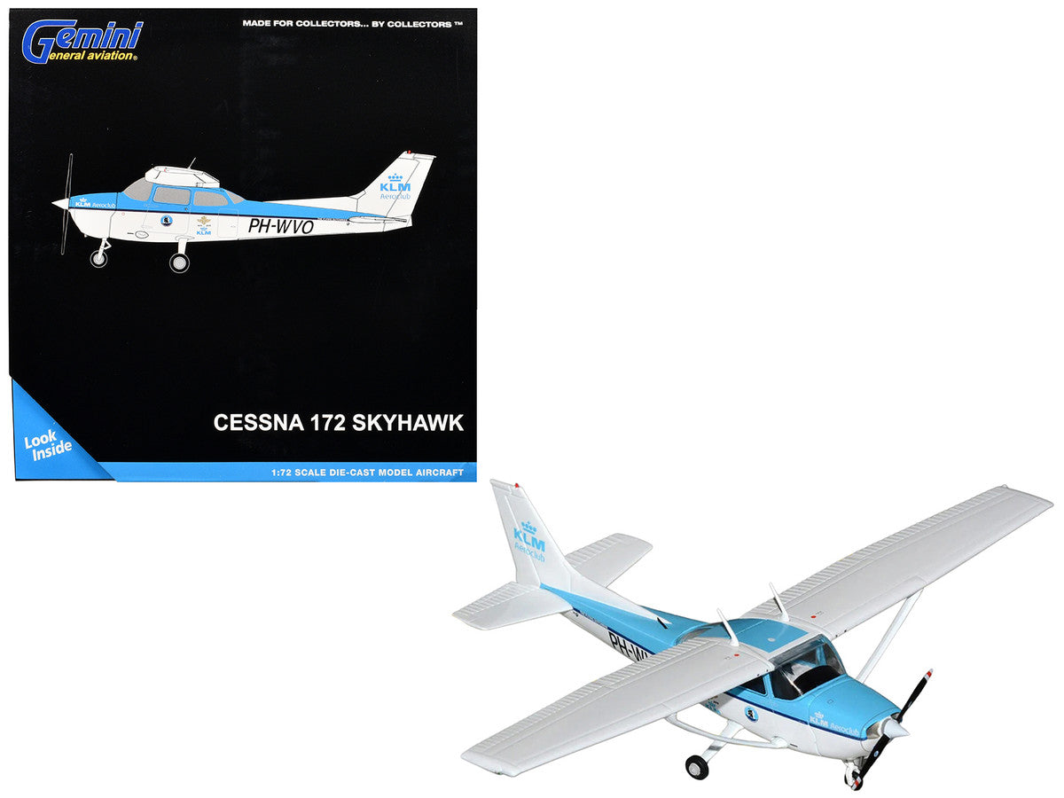 Cessna 172 Skyhawk Aircraft "KLM Aeroclub" (PH-WVO) Light Blue and White "Gemini General Aviation" Series 1/72 Diecast Model Airplane by GeminiJets LuxuryLifeWay Online Store