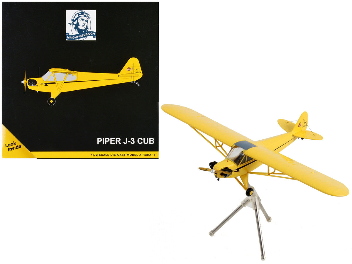 Piper J-3 Cub Light Aircraft "NC 38759" Yellow with Black Stripes "Gemini General Aviation" Series 1/72 Diecast Model Airplane by GeminiJets LuxuryLifeWay Online Store