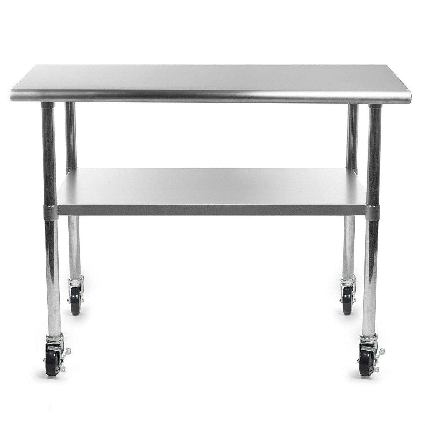 Stainless Steel 48 x 24-inch Kitchen Prep Table with Casters LuxuryLifeWay Online Store