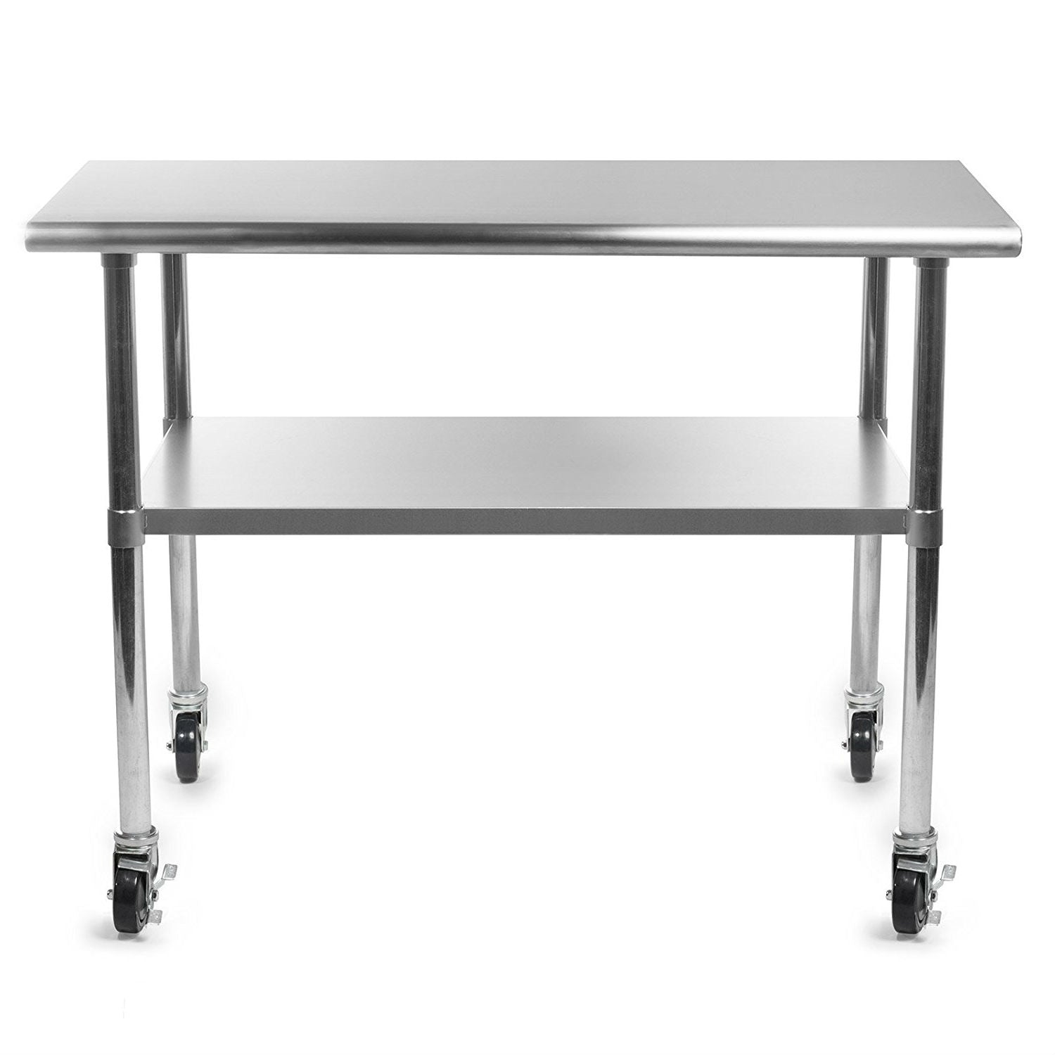 Stainless Steel 48 x 24-inch Kitchen Prep Table with Casters LuxuryLifeWay Online Store