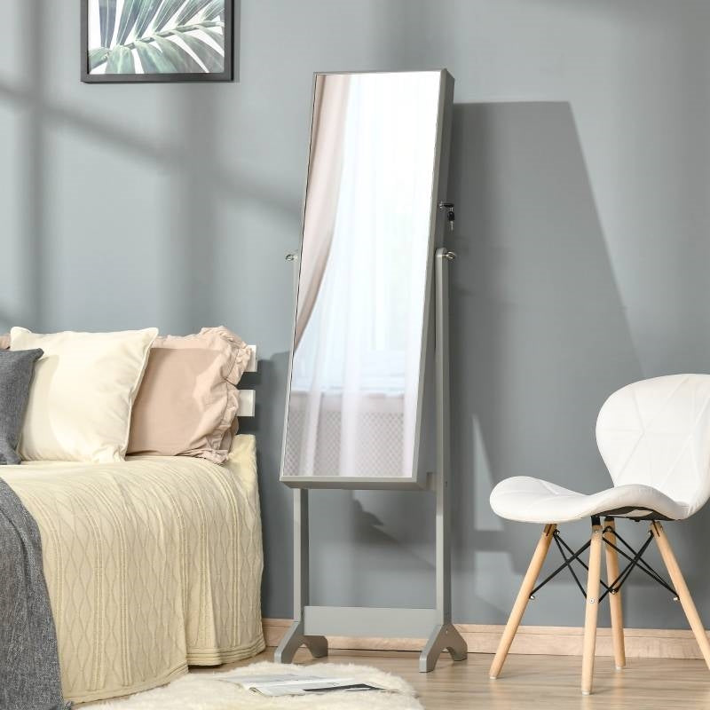 2-in-1 Jewelry Storage Cabinet Full Length Mirror in Gray Wood Finish LuxuryLifeWay Online Store