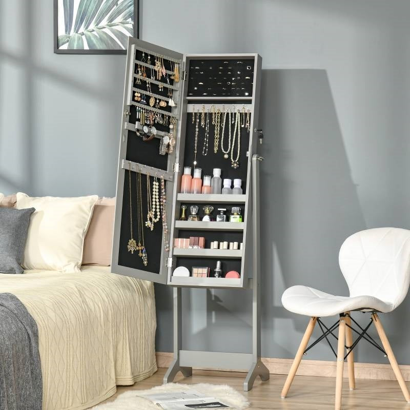 2-in-1 Jewelry Storage Cabinet Full Length Mirror in Gray Wood Finish LuxuryLifeWay Online Store