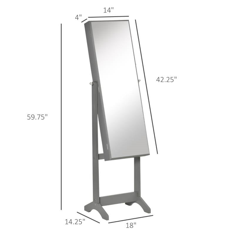 2-in-1 Jewelry Storage Cabinet Full Length Mirror in Gray Wood Finish LuxuryLifeWay Online Store