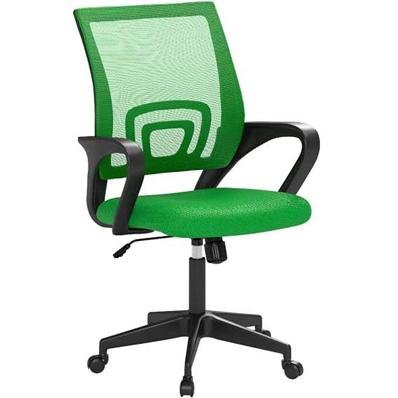 Green Modern Mid-Back Ergonomic Mesh Office Desk Chair with Armrest on Wheels LuxuryLifeWay Online Store