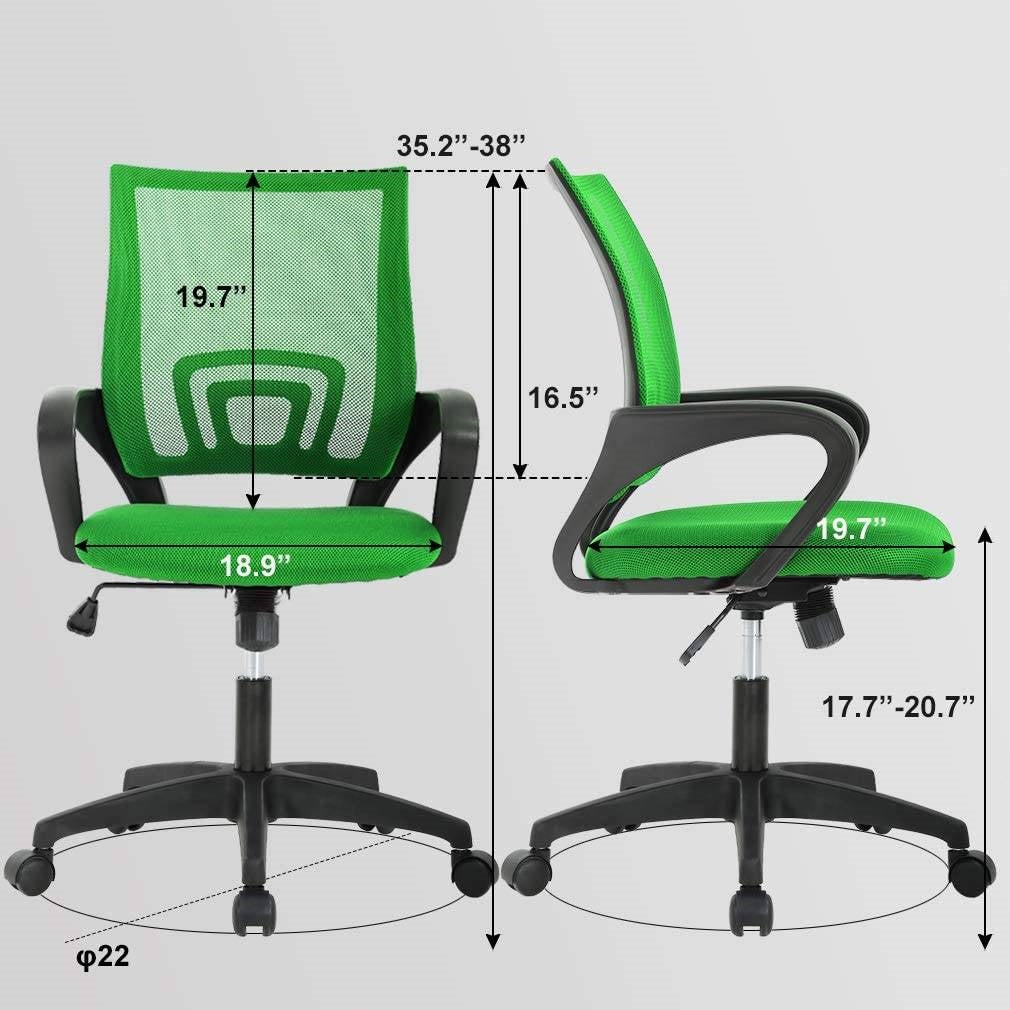 Green Modern Mid-Back Ergonomic Mesh Office Desk Chair with Armrest on Wheels LuxuryLifeWay Online Store