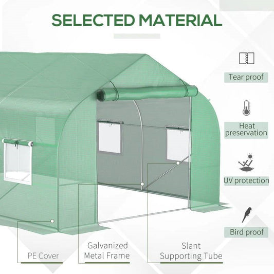 11.5 ft x 9.8 ft. Greenhouse with Green PE Cover and Heavy Duty Steel Frame LuxuryLifeWay Online Store