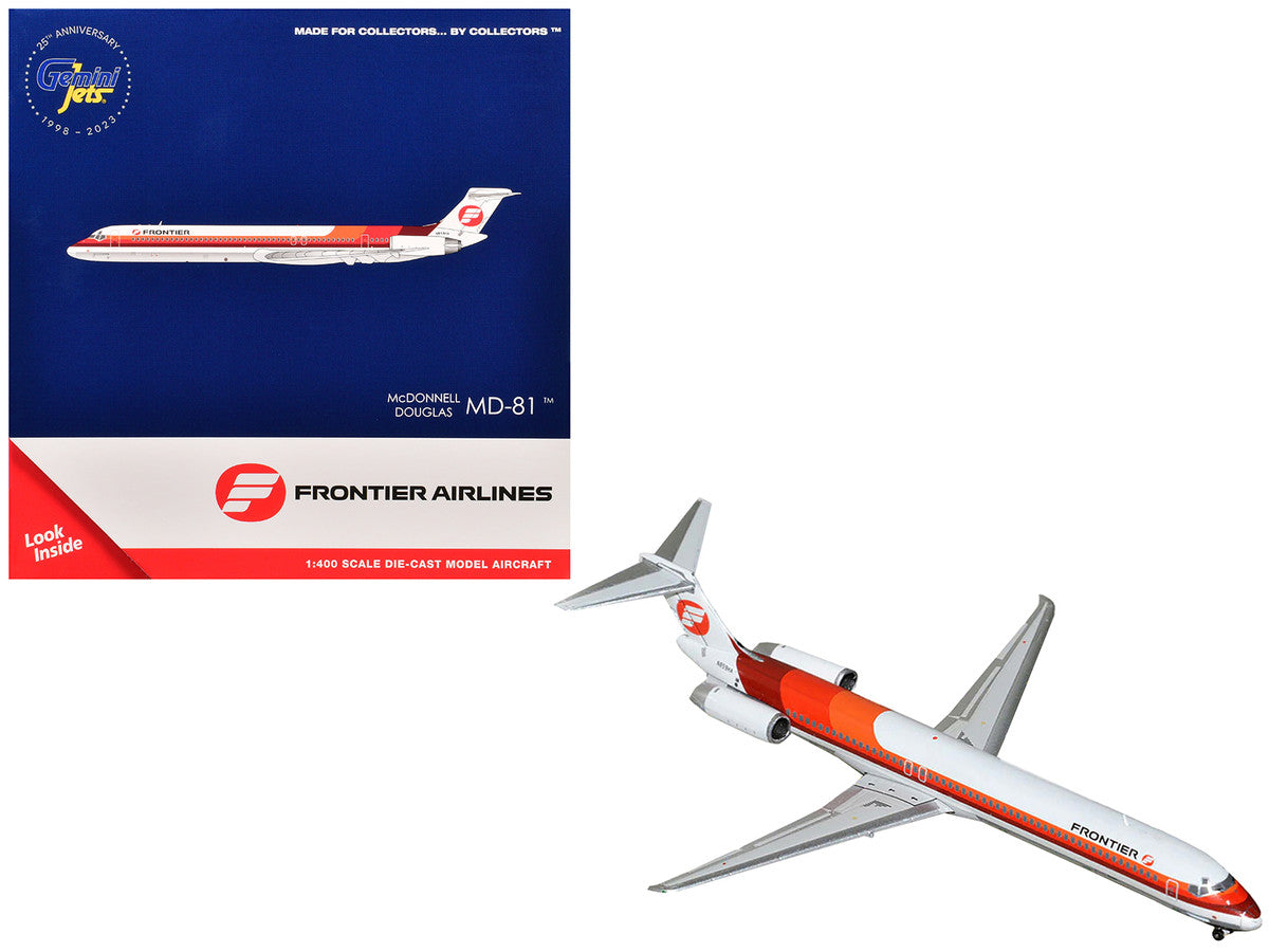 McDonnell Douglas MD-81 Commercial Aircraft "Frontier Airlines" (N859HA) White with Stripes 1/400 Diecast Model Airplane by GeminiJets LuxuryLifeWay Online Store