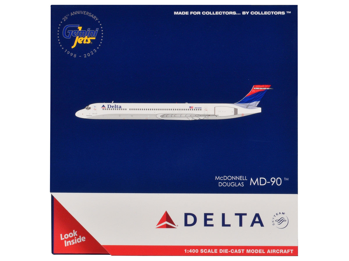McDonnell Douglas MD-90 Commercial Aircraft "Delta Air Lines" (N910DN) White with Blue and Red Tail 1/400 Diecast Model Airplane by GeminiJets LuxuryLifeWay Online Store