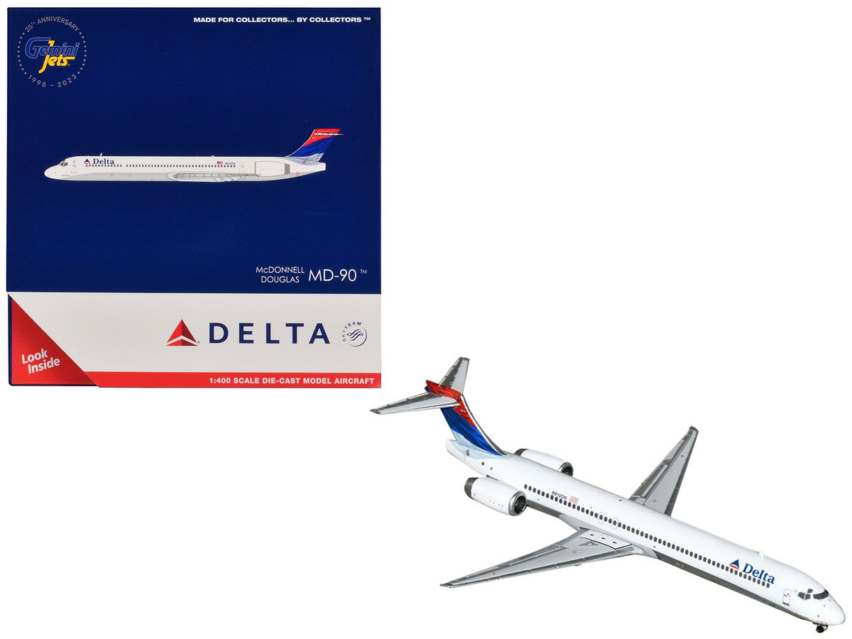 McDonnell Douglas MD-90 Commercial Aircraft "Delta Air Lines" (N910DN) White with Blue and Red Tail 1/400 Diecast Model Airplane by GeminiJets LuxuryLifeWay Online Store