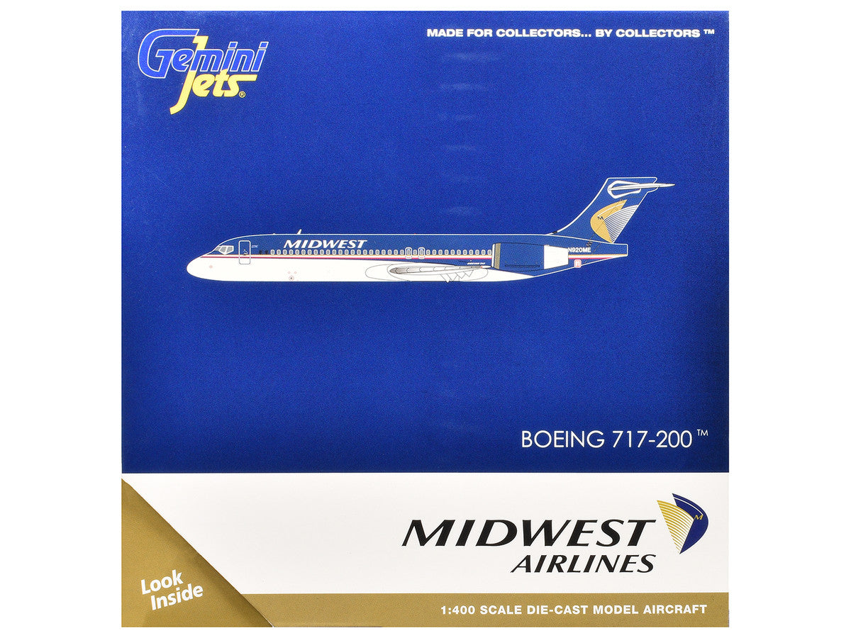 Boeing 717-200 Commercial Aircraft "Midwest Airlines" (N920ME) Blue and White 1/400 Diecast Model Airplane by GeminiJets LuxuryLifeWay Online Store