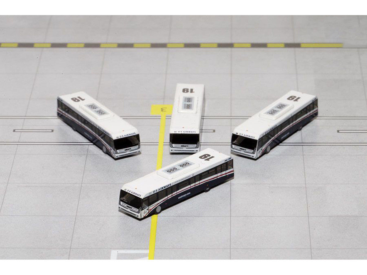 Cobus 3000 Passenger Bus White and Blue "US Airways Shuttle Bus" 4 Piece Set 1/400 Diecast Models by GeminiJets LuxuryLifeWay Online Store