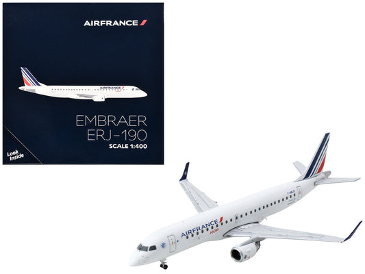 Embraer ERJ-190 Commercial Aircraft "Air France Hop" (F-HBLR) White with Striped Tail 1/400 Diecast Model Airplane by GeminiJets LuxuryLifeWay Online Store