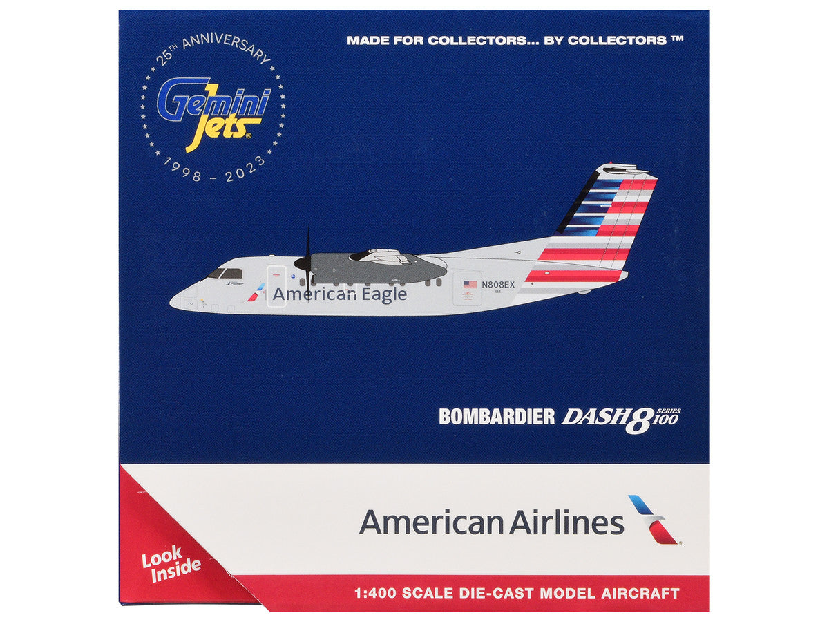 Bombardier Dash 8-100 Commercial Aircraft "American Airlines - American Eagle" (N808EX) Gray with Striped Tail 1/400 Diecast Model Airplane by GeminiJets LuxuryLifeWay Online Store