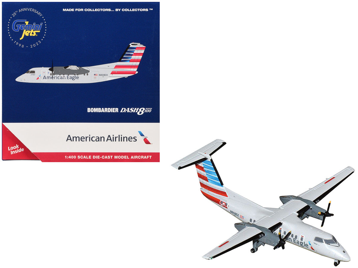 Bombardier Dash 8-100 Commercial Aircraft "American Airlines - American Eagle" (N808EX) Gray with Striped Tail 1/400 Diecast Model Airplane by GeminiJets LuxuryLifeWay Online Store