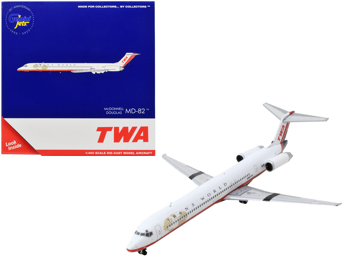 McDonnell Douglas MD-82 Commercial Aircraft "Trans World Airlines" White with Red Stripes 1/400 Diecast Model Airplane by GeminiJets LuxuryLifeWay Online Store