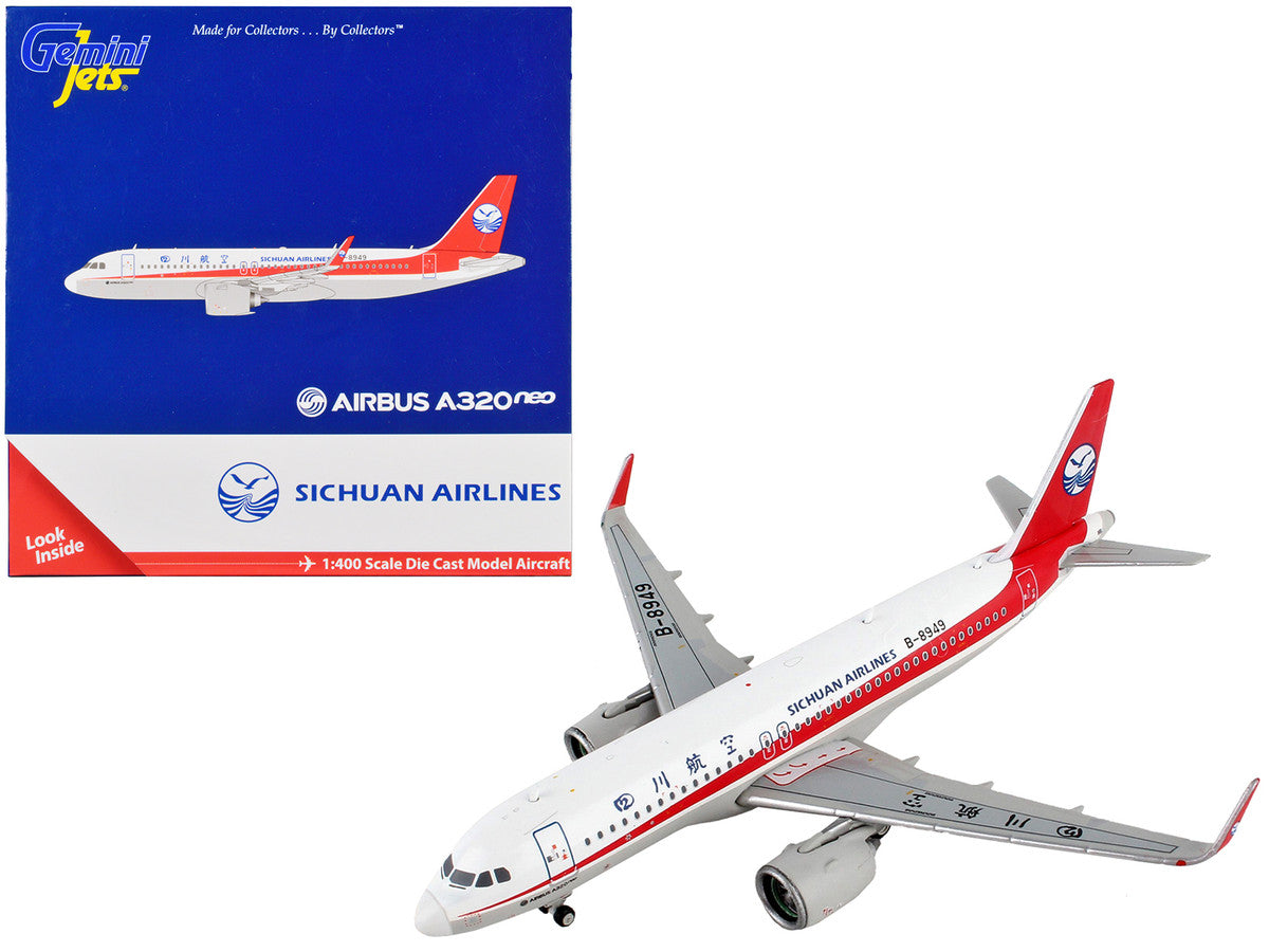 Airbus A320neo Commercial Aircraft "Sichuan Airlines" White with Red Stripes and Tail 1/400 Diecast Model Airplane by GeminiJets LuxuryLifeWay Online Store