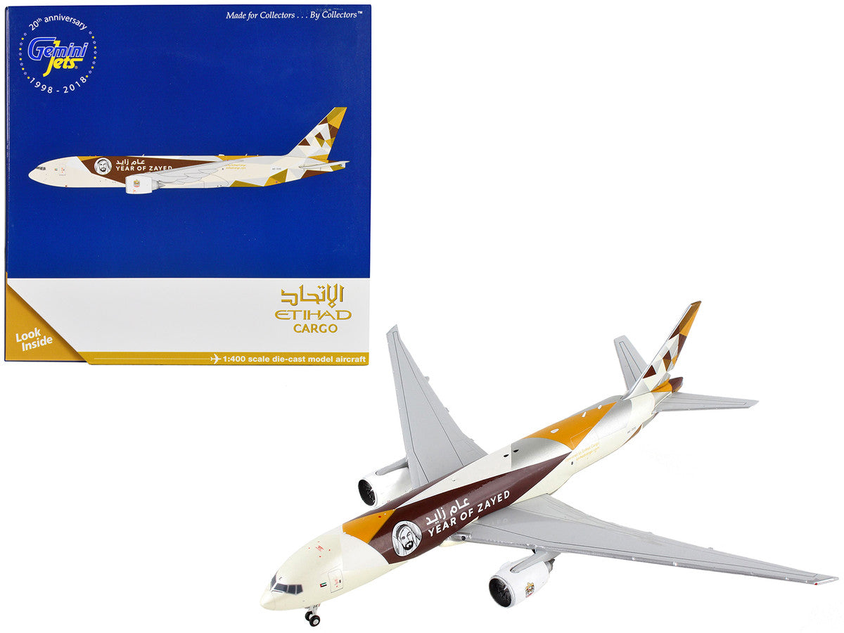 Boeing 777F Commercial Aircraft "Etihad Cargo - Year of Zayed" White with Graphics 1/400 Diecast Model Airplane by GeminiJets LuxuryLifeWay Online Store