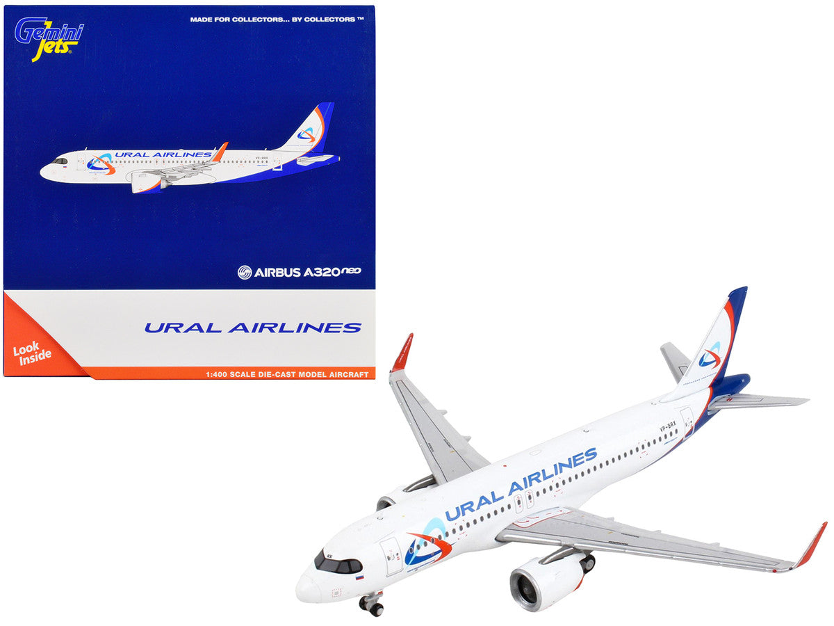 Airbus A320neo Commercial Aircraft "Ural Airlines" White with Blue Tail 1/400 Diecast Model Airplane by GeminiJets LuxuryLifeWay Online Store