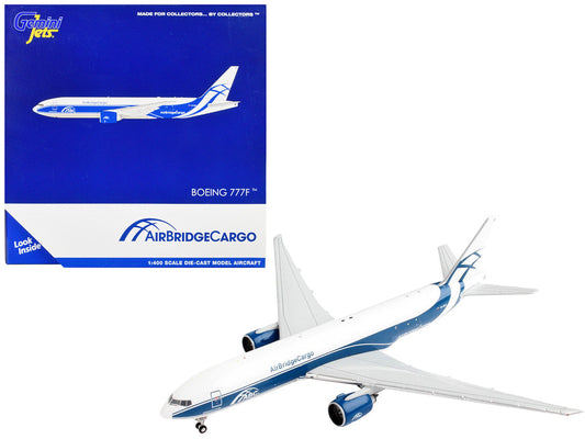 Boeing 777F Commercial Aircraft "AirBridgeCargo" White with Blue Stripes 1/400 Diecast Model Airplane by GeminiJets LuxuryLifeWay Online Store