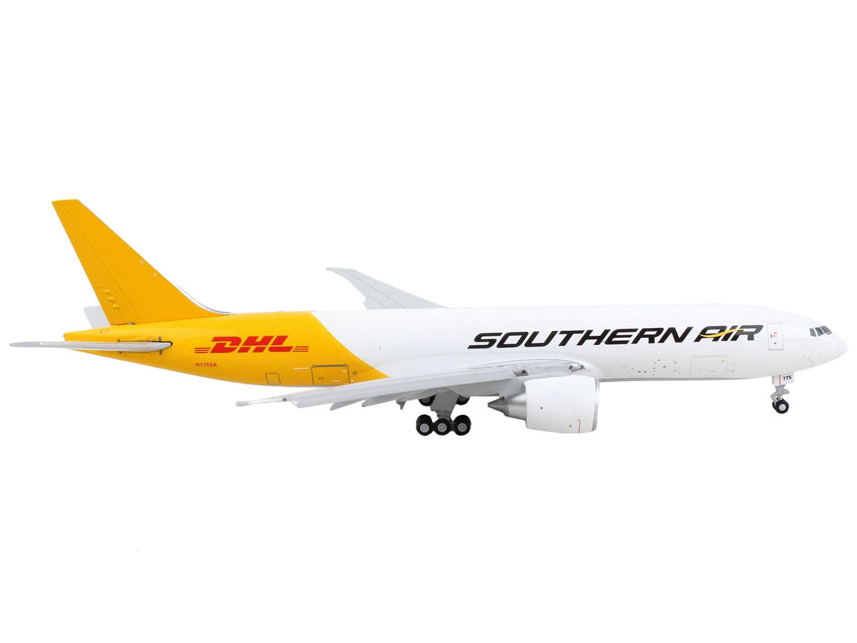 Boeing 777F Commercial Aircraft with Flaps Down "Southern Air - DHL" White and Yellow 1/400 Diecast Model Airplane by GeminiJets LuxuryLifeWay Online Store