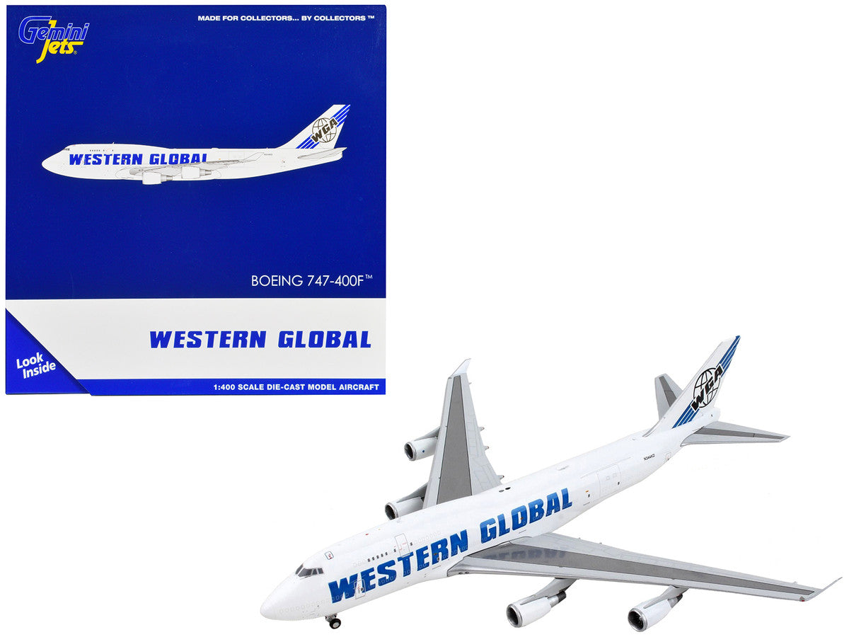 Boeing 747-400F Commercial Aircraft "Western Global" White with Blue Tail Stripes 1/400 Diecast Model Airplane by GeminiJets LuxuryLifeWay Online Store