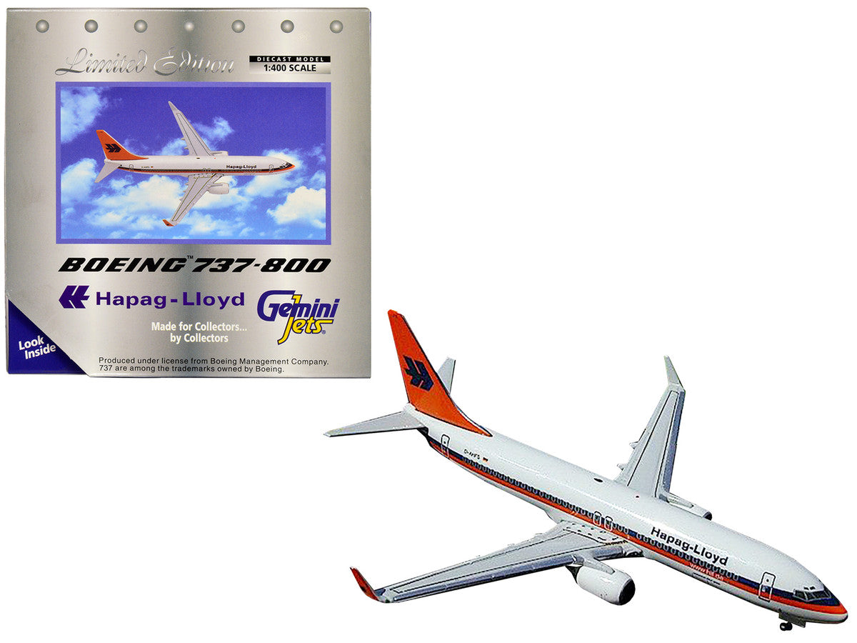 Boeing 737-800 Commercial Aircraft "Hapag-Lloyd" White with Orange and Blue Stripes 1/400 Diecast Model Airplane by GeminiJets LuxuryLifeWay Online Store