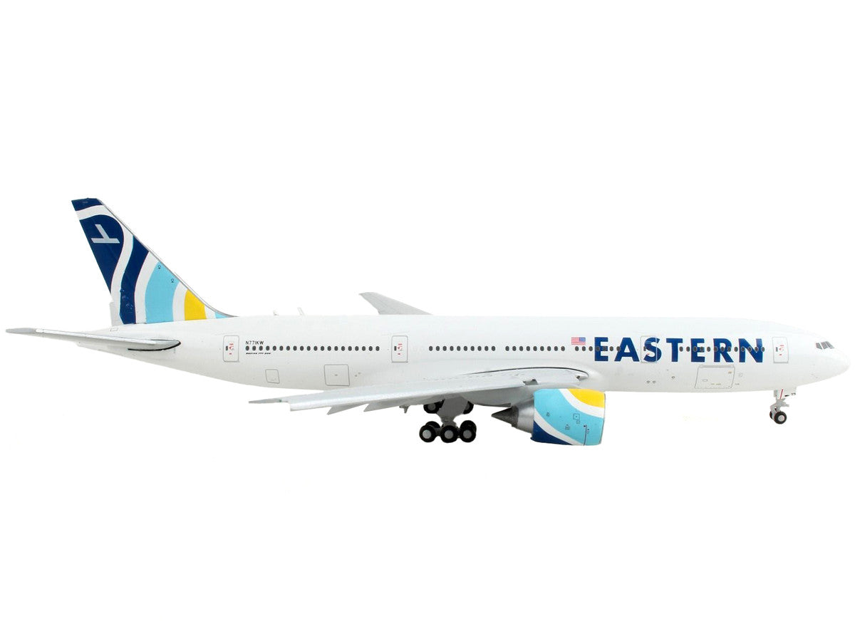Boeing 777-200ER Commercial Aircraft with Flaps Down "Eastern Air Lines" White with Striped Tail 1/400 Diecast Model Airplane by GeminiJets LuxuryLifeWay Online Store