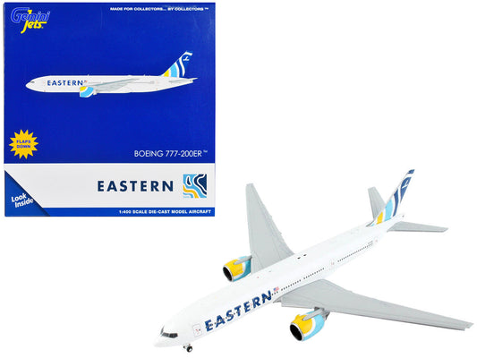 Boeing 777-200ER Commercial Aircraft with Flaps Down "Eastern Air Lines" White with Striped Tail 1/400 Diecast Model Airplane by GeminiJets LuxuryLifeWay Online Store