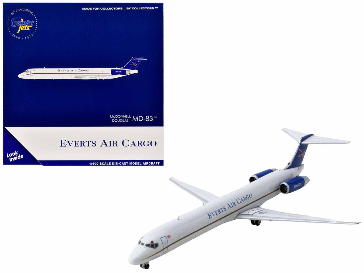 McDonnell Douglas MD-83 Commercial Aircraft "Everts Air Cargo" (N965CE) White with Blue Tail 1/400 Diecast Model Airplane by GeminiJets LuxuryLifeWay Online Store