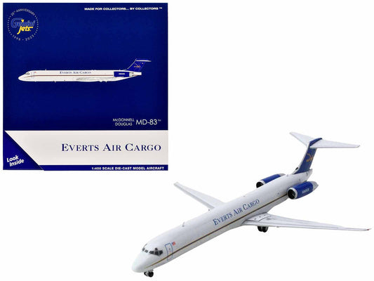 McDonnell Douglas MD-83 Commercial Aircraft "Everts Air Cargo" (N965CE) White with Blue Tail 1/400 Diecast Model Airplane by GeminiJets LuxuryLifeWay Online Store