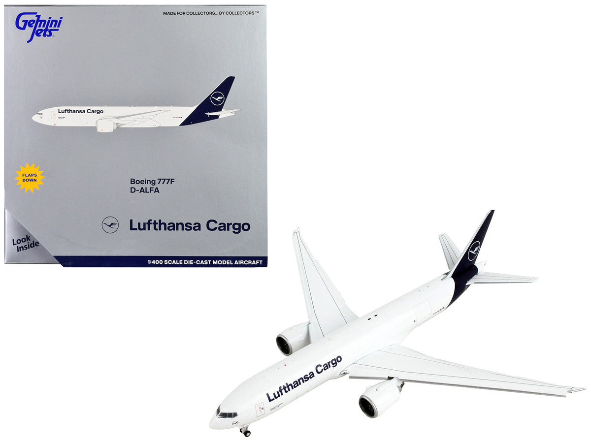 Boeing 777F Commercial Aircraft with Flaps Down "Lufthansa Cargo" White with Dark Blue Tail 1/400 Diecast Model Airplane by GeminiJets LuxuryLifeWay Online Store