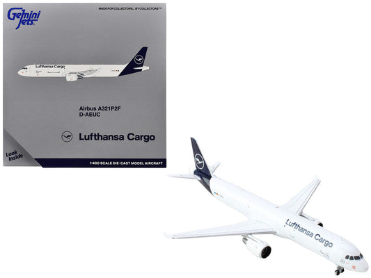 Airbus A321P2F Commercial Aircraft "Lufthansa Cargo" (D-AEUC) White with Blue Tail 1/400 Diecast Model Airplane by GeminiJets LuxuryLifeWay Online Store