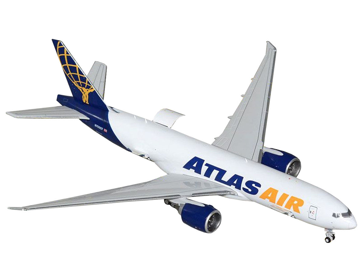 Boeing 777-200LRF Commercial Aircraft "Atlas Air" (N703GT) White with Blue Tail "Interactive Series" 1/400 Diecast Model Airplane by GeminiJets LuxuryLifeWay Online Store