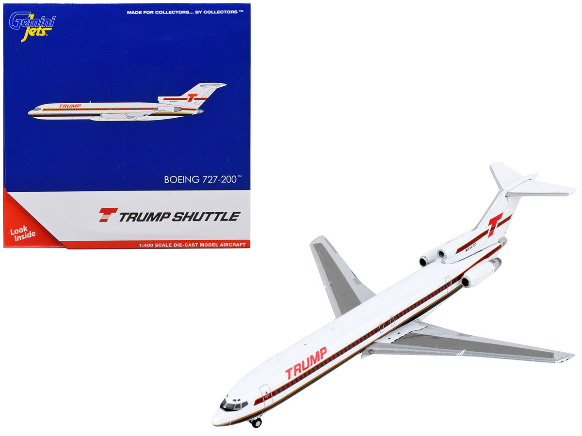Boeing 727-200 Commercial Aircraft "Trump Shuttle" White with Red Stripes 1/400 Diecast Model Airplane by GeminiJets LuxuryLifeWay Online Store