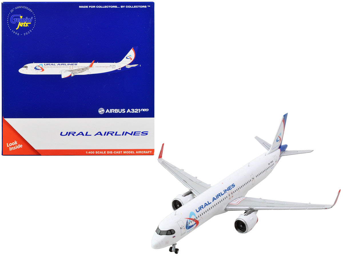 Airbus A321neo Commercial Aircraft "Ural Airlines" White with Blue Tail 1/400 Diecast Model Airplane by GeminiJets LuxuryLifeWay Online Store